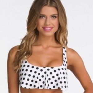 Bikini Lab black and white polka dot flounce top!